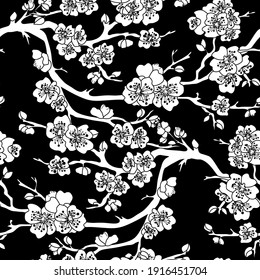 Elegante y sin fisuras con flores de cerezo sakura, elementos de diseño. Patrón floral para invitaciones, tarjetas, impresiones, envolturas de regalo, manufactura, textiles, tejidos, papeles pintados