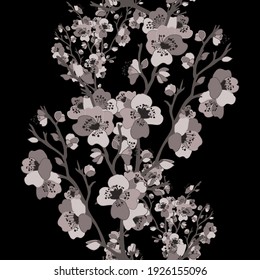 Elegante y sin fisuras con flores de cerezo sakura, elementos de diseño. Patrón floral para invitaciones, tarjetas, impresiones, envolturas de regalo, manufactura, textiles, tejidos, papeles pintados