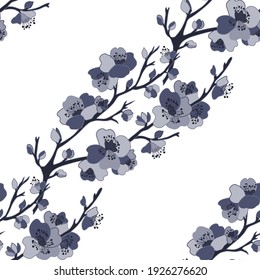 Elegant seamless pattern with sakura cherry blossom flowers, design elements. Floral  pattern for invitations, cards, print, gift wrap, manufacturing, textile, fabric, wallpapers