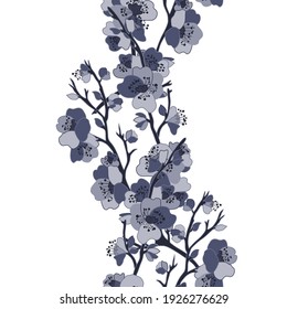Elegant seamless pattern with sakura cherry blossom flowers, design elements. Floral  pattern for invitations, cards, print, gift wrap, manufacturing, textile, fabric, wallpapers