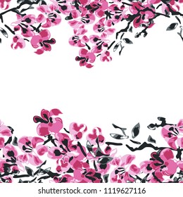Elegant seamless pattern with sakura flowers, design elements. Floral  pattern for invitations, cards, print, gift wrap, manufacturing, textile, fabric, wallpapers