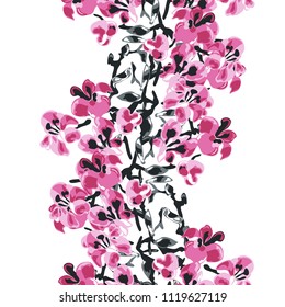 Elegant seamless pattern with sakura flowers, design elements. Floral  pattern for invitations, cards, print, gift wrap, manufacturing, textile, fabric, wallpapers