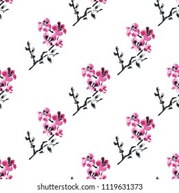 Elegant seamless pattern with sakura flowers, design elements. Floral  pattern for invitations, cards, print, gift wrap, manufacturing, textile, fabric, wallpapers