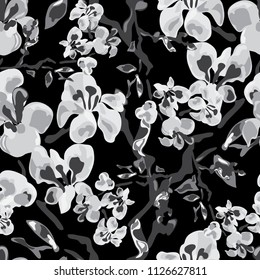Elegant seamless pattern with sakura flowers, design elements. Floral  pattern for invitations, cards, print, gift wrap, manufacturing, textile, fabric, wallpapers
