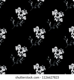 Elegant seamless pattern with sakura flowers, design elements. Floral  pattern for invitations, cards, print, gift wrap, manufacturing, textile, fabric, wallpapers