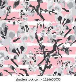 Elegant seamless pattern with sakura flowers, design elements. Floral  pattern for invitations, cards, print, gift wrap, manufacturing, textile, fabric, wallpapers