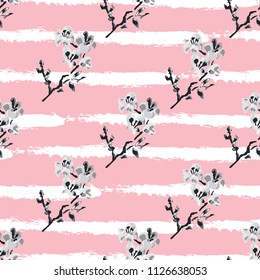 Elegant seamless pattern with sakura flowers, design elements. Floral  pattern for invitations, cards, print, gift wrap, manufacturing, textile, fabric, wallpapers
