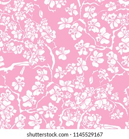 Elegant seamless pattern with sakura flowers, design elements. Floral  pattern for invitations, cards, print, gift wrap, manufacturing, textile, fabric, wallpapers