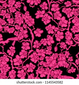 Elegant seamless pattern with sakura flowers, design elements. Floral  pattern for invitations, cards, print, gift wrap, manufacturing, textile, fabric, wallpapers