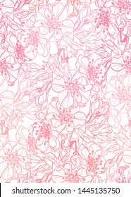 Elegant seamless pattern with sakura flowers, design elements. Floral  pattern for invitations, cards, print, gift wrap, manufacturing, textile, fabric, wallpapers