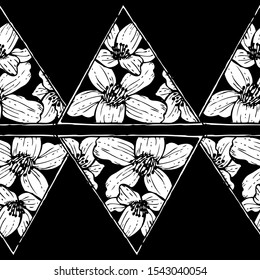 Elegant seamless pattern with sakura flowers, design elements. Floral  pattern for invitations, cards, print, gift wrap, manufacturing, textile, fabric, wallpapers