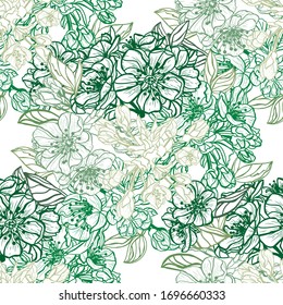 Elegant seamless pattern with sakura flowers, design elements. Floral  pattern for invitations, cards, print, gift wrap, manufacturing, textile, fabric, wallpapers