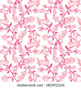 Elegantes, nahtloses Muster mit Sakurenblumen, Design-Elementen. Blumenmuster für Einladungen, Karten, Druck, Geschenkverpackungen, Herstellung, Textilien, Gewebe, Wallpaper