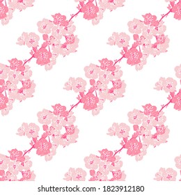 Elegant seamless pattern with sakura flowers, design elements. Floral  pattern for invitations, cards, print, gift wrap, manufacturing, textile, fabric, wallpapers
