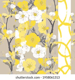 Elegant seamless pattern with sakura flowers, design elements. Floral  pattern for invitations, cards, print, gift wrap, manufacturing, textile, fabric, wallpapers