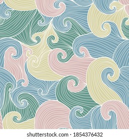 Elegant seamless pattern with sea waves, design elements. Marine pattern for invitations, cards, print, gift wrap, manufacturing, textile, fabric, wallpapers