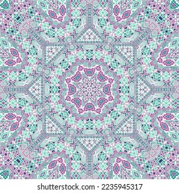 Elegant seamless pattern of simple geometry shapes composition. Ethnic antique design. Textile print. Small elements background. Vector kaleidoscope ornament.