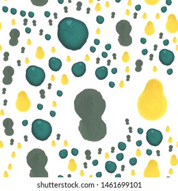 Elegant Seamless pattern Smear paint Yellow and Dark moderate cyan and Grayish lime green colors. For your design, textile, pattern fills, box, posters, cards, etc. 