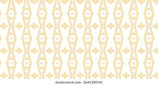 Elegant seamless pattern with soft beige and pink tones, featuring symmetrical shapes ideal for wallpapers, fabrics, or vintage-inspired design. Geometric, pattern, seamless, texture, vintage.