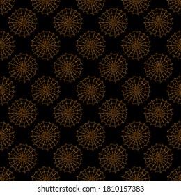 Elegant seamless pattern with spider webs, design elements. Halloween pattern for invitations, cards, print, gift wrap, manufacturing, textile, fabric, wallpapers. Continuous line art style