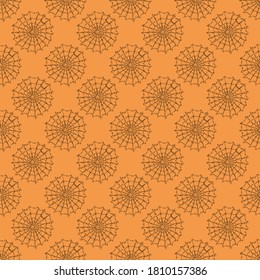 Elegante patrón impecable con telarañas, elementos de diseño. Patrón de Halloween para invitaciones, tarjetas, impresiones, envoltura de regalo, manufactura, textiles, tela, papeles pintados. Estilo de arte de línea continuo