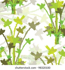 elegant seamless pattern with spring floral branches in green colors, for your design
