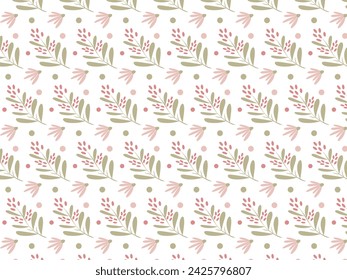 Elegant seamless pattern with spring flowers in pastel soft colors. Vector design on white background.