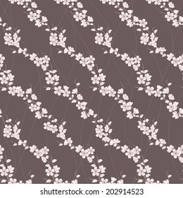 Elegant seamless pattern with spring sakura flowers and leaves