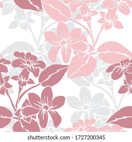 Elegant seamless pattern with stephanotis flowers, design elements. Floral  pattern for invitations, cards, print, gift wrap, manufacturing, textile, fabric, wallpapers