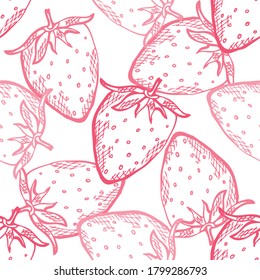 Elegant seamless pattern with strawberries, design elements. Fruit  pattern for invitations, cards, print, gift wrap, manufacturing, textile, fabric, wallpapers. Food, kitchen, vegetarian theme