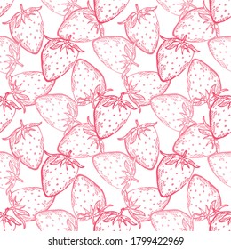 Elegant seamless pattern with strawberries, design elements. Fruit  pattern for invitations, cards, print, gift wrap, manufacturing, textile, fabric, wallpapers. Food, kitchen, vegetarian theme
