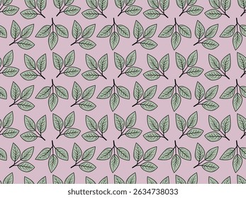 Elegant seamless pattern of stylized leaves on a soft pink background.  Perfect for textile design, wallpaper, packaging, or website backgrounds.
