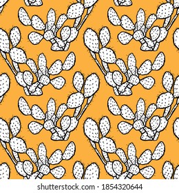 Elegant seamless pattern with succulent cactus plants, design elements. Floral  pattern for invitations, cards, print, gift wrap, manufacturing, textile, fabric, wallpapers. Succulents