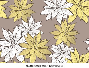 Elegant seamless pattern with succulent plants, design elements. Floral  pattern for invitations, cards, print, gift wrap, manufacturing, textile, fabric, wallpapers. Succulents