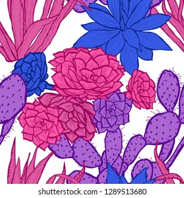 Elegant seamless pattern with succulent plants, design elements. Floral  pattern for invitations, cards, print, gift wrap, manufacturing, textile, fabric, wallpapers. Succulents