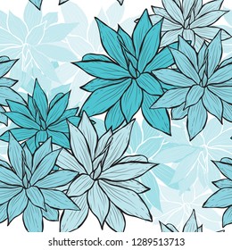 Elegant seamless pattern with succulent plants, design elements. Floral  pattern for invitations, cards, print, gift wrap, manufacturing, textile, fabric, wallpapers. Succulents