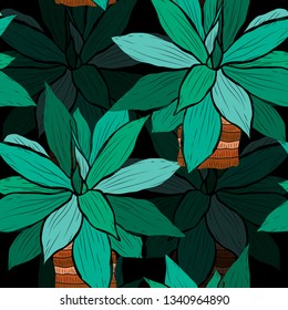 Elegant seamless pattern with succulent plants, design elements. Floral  pattern for invitations, cards, print, gift wrap, manufacturing, textile, fabric, wallpapers. Succulents