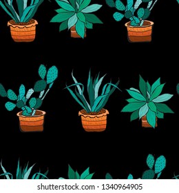 Elegant seamless pattern with succulent plants, design elements. Floral  pattern for invitations, cards, print, gift wrap, manufacturing, textile, fabric, wallpapers. Succulents