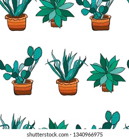 Elegant seamless pattern with succulent plants, design elements. Floral  pattern for invitations, cards, print, gift wrap, manufacturing, textile, fabric, wallpapers. Succulents