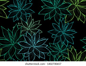 Elegant seamless pattern with succulent plants, design elements. Floral  pattern for invitations, cards, print, gift wrap, manufacturing, textile, fabric, wallpapers. Succulents