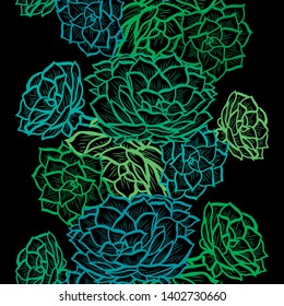 Elegant seamless pattern with succulent plants, design elements. Floral  pattern for invitations, cards, print, gift wrap, manufacturing, textile, fabric, wallpapers. Succulents