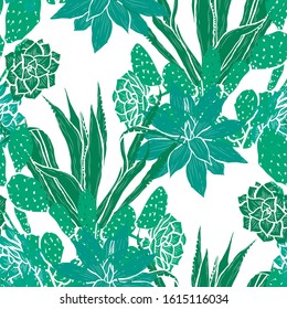 Elegant seamless pattern with succulent plants, design elements. Floral  pattern for invitations, cards, print, gift wrap, manufacturing, textile, fabric, wallpapers