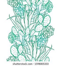 Elegant seamless pattern with succulents, design elements. Floral  pattern for invitations, cards, print, gift wrap, manufacturing, textile, fabric, wallpapers