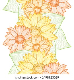 Elegant seamless pattern with sunflowers, design elements. Floral  pattern for invitations, cards, print, gift wrap, manufacturing, textile, fabric, wallpapers