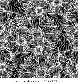 Elegant seamless pattern with sunflowers, design elements. Floral  pattern for invitations, cards, print, gift wrap, manufacturing, textile, fabric, wallpapers
