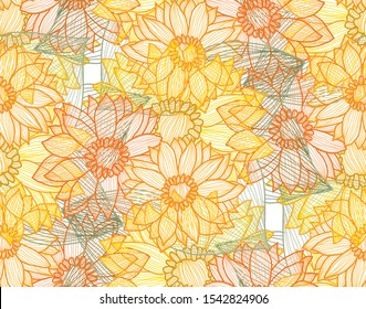 Elegant seamless pattern with sunflowers, design elements. Floral  pattern for invitations, cards, print, gift wrap, manufacturing, textile, fabric, wallpapers