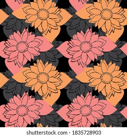 Elegant seamless pattern with sunflowers, design elements. Floral  pattern for invitations, cards, print, gift wrap, manufacturing, textile, fabric, wallpapers