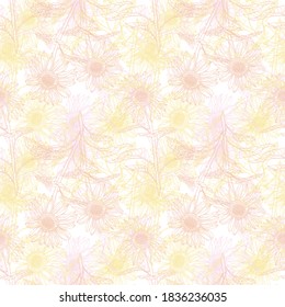 Elegant seamless pattern with sunflowers, design elements. Floral  pattern for invitations, cards, print, gift wrap, manufacturing, textile, fabric, wallpapers