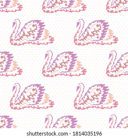 Elegantes, nahtloses Muster mit Schwanenvögeln, Design-Elementen. Vogelmuster für Einladungen, Karten, Druck, Geschenkverpackungen, Herstellung, Textilien, Gewebe, Bildschirmhintergründe