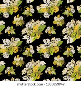Elegant seamless pattern with sweet pea flowers, design elements. Floral  pattern for invitations, cards, print, gift wrap, manufacturing, textile, fabric, wallpapers